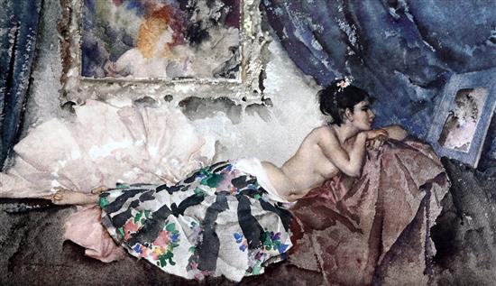 Sir William Russell Flint (1880-1969) The Looking Glass, 12.5 x 20in.